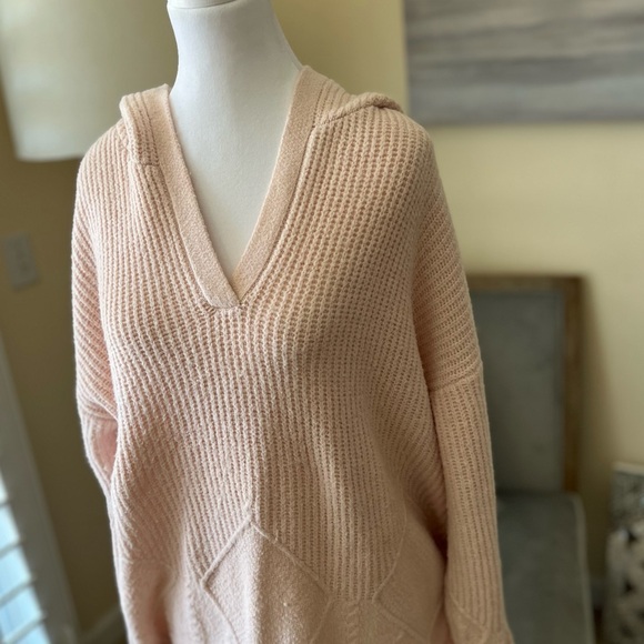 Christopher & Banks Sweaters - Christopher & Banks Light Pink Ribbed Knit Sweater With Hood